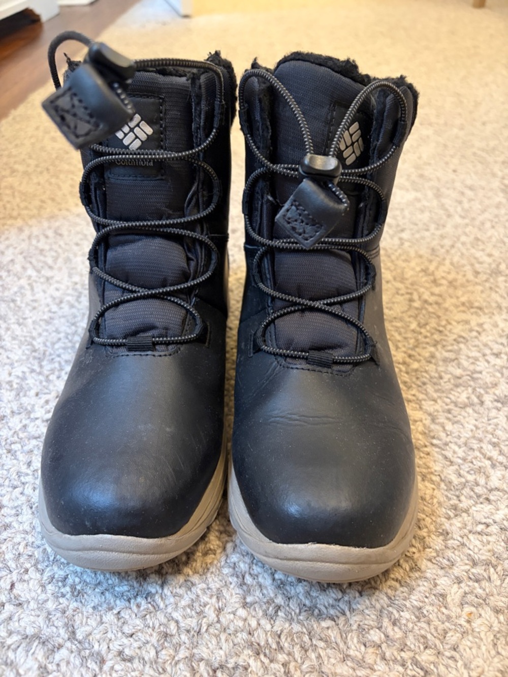 Columbia Kids Black Winter/ Waterproof Boots with Tan Outsole
